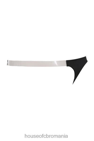 îmbrăcăminte House of CB tanga soluție cu curele laterale transparentă - negru X4F681300