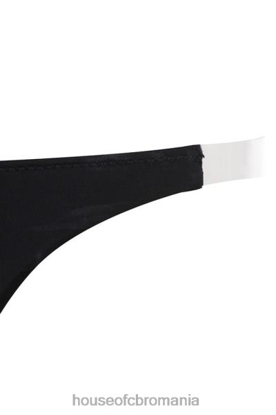 îmbrăcăminte House of CB tanga soluție cu curele laterale transparentă - negru X4F681300