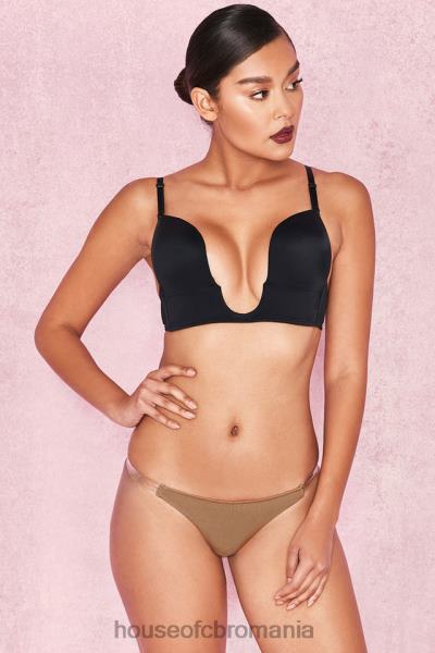 îmbrăcăminte House of CB tanga soluție transparentă cu curele laterale - caramel X4F681287