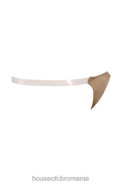 îmbrăcăminte House of CB tanga soluție transparentă cu curele laterale - caramel X4F681287
