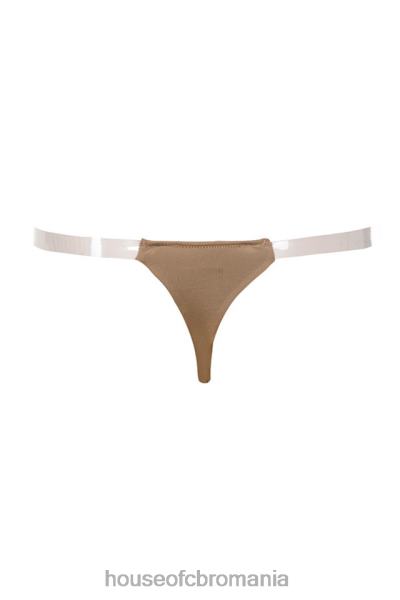 îmbrăcăminte House of CB tanga soluție transparentă cu curele laterale - caramel X4F681287