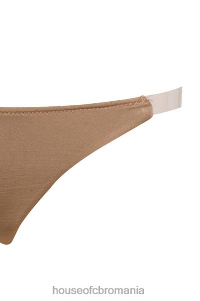 îmbrăcăminte House of CB tanga soluție transparentă cu curele laterale - caramel X4F681287
