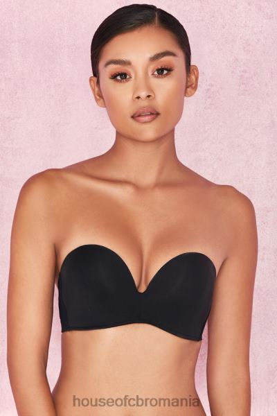 îmbrăcăminte House of CB sutien fără bretele mulat simplu neted - negru X4F681309