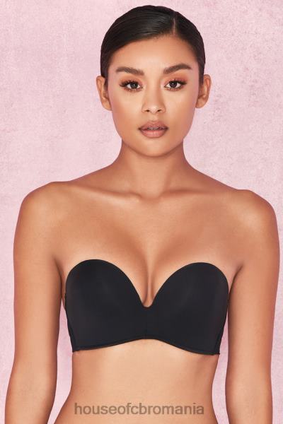 îmbrăcăminte House of CB sutien fără bretele mulat simplu neted - negru X4F681309