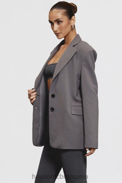 îmbrăcăminte House of CB aline blazer supradimensionat gri închis X4F681040