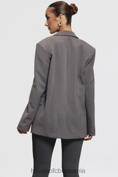 îmbrăcăminte House of CB aline blazer supradimensionat gri închis X4F681040