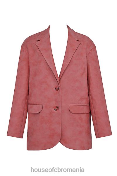 îmbrăcăminte House of CB blazer supradimensionat din piele vegana roz cald kiera X4F681031