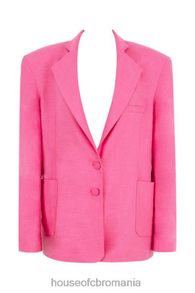 îmbrăcăminte House of CB blazer supradimensionat domina roz din amestec de in X4F681051