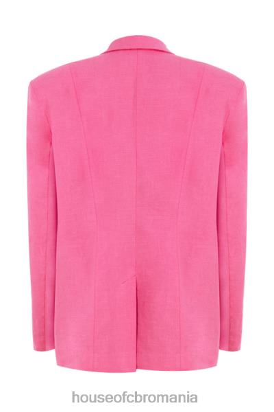 îmbrăcăminte House of CB blazer supradimensionat domina roz din amestec de in X4F681051