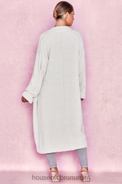 îmbrăcăminte House of CB Celine cardigan moale de chenille alb X4F681054