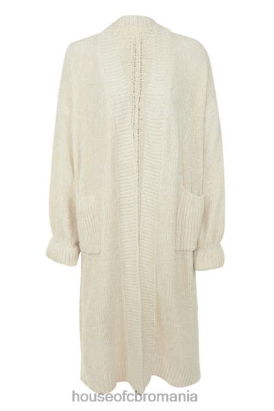 îmbrăcăminte House of CB Celine cardigan moale de chenille alb X4F681054