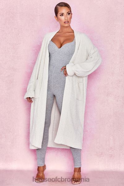 îmbrăcăminte House of CB Celine cardigan moale de chenille alb X4F681054