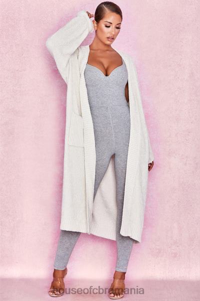 îmbrăcăminte House of CB Celine cardigan moale de chenille alb X4F681054