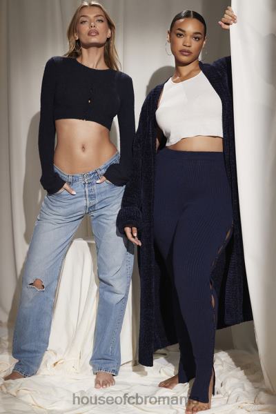 îmbrăcăminte House of CB celine bleumarin chenille cardigan slouchy X4F681044