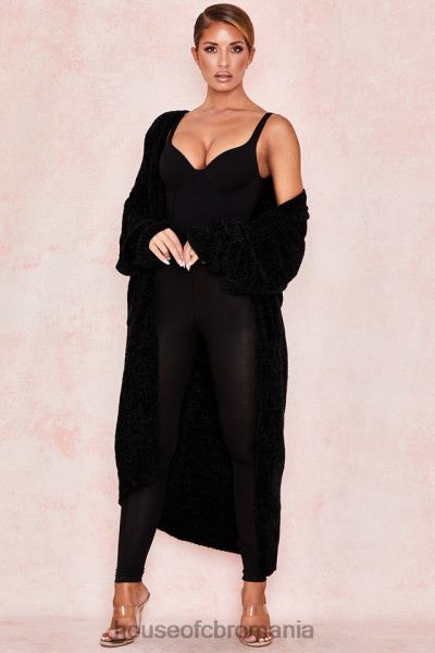 îmbrăcăminte House of CB celine negru chenille cardigan slouchy X4F681052