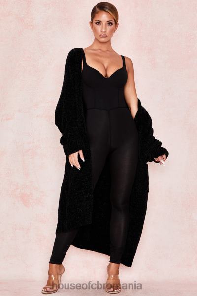 îmbrăcăminte House of CB celine negru chenille cardigan slouchy X4F681052