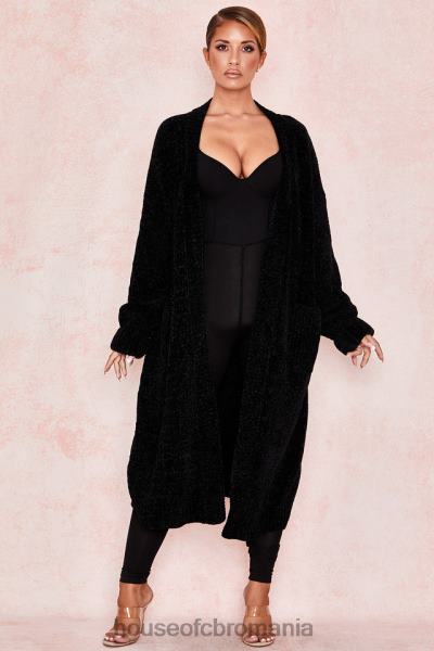 îmbrăcăminte House of CB celine negru chenille cardigan slouchy X4F681052