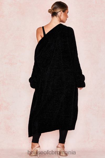 îmbrăcăminte House of CB celine negru chenille cardigan slouchy X4F681052