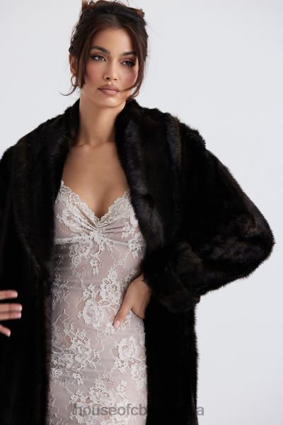 îmbrăcăminte House of CB palton de blană artificială callie maro închis X4F681036