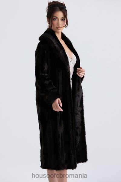 îmbrăcăminte House of CB palton de blană artificială callie maro închis X4F681036