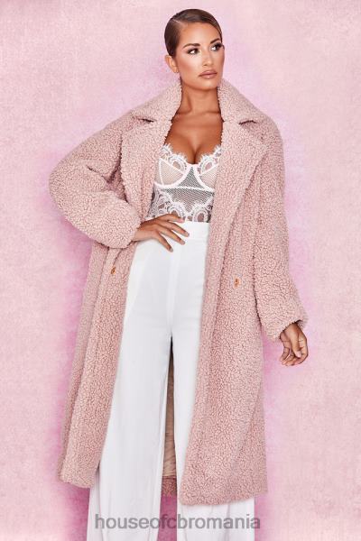 îmbrăcăminte House of CB palton sherpa cu blană artificială blush de urs X4F681055