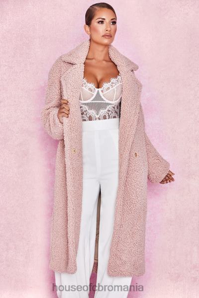 îmbrăcăminte House of CB palton sherpa cu blană artificială blush de urs X4F681055