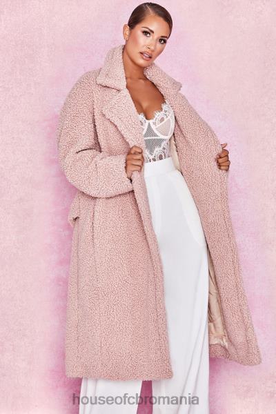 îmbrăcăminte House of CB palton sherpa cu blană artificială blush de urs X4F681055