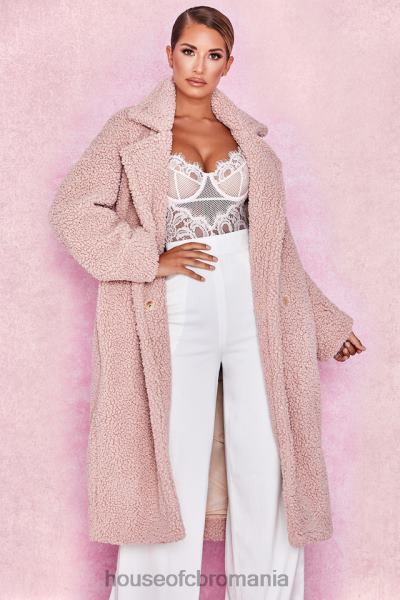 îmbrăcăminte House of CB palton sherpa cu blană artificială blush de urs X4F681055