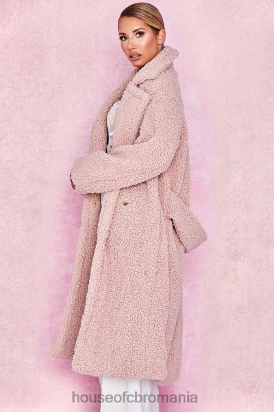 îmbrăcăminte House of CB palton sherpa cu blană artificială blush de urs X4F681055