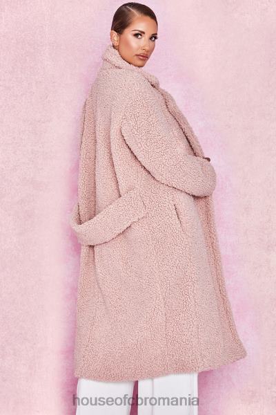 îmbrăcăminte House of CB palton sherpa cu blană artificială blush de urs X4F681055
