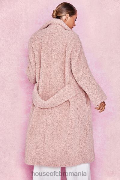 îmbrăcăminte House of CB palton sherpa cu blană artificială blush de urs X4F681055