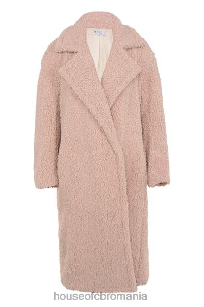 îmbrăcăminte House of CB palton sherpa cu blană artificială blush de urs X4F681055