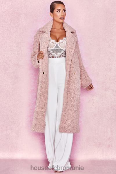 îmbrăcăminte House of CB palton sherpa cu blană artificială blush de urs X4F681055