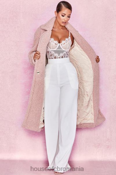 îmbrăcăminte House of CB palton sherpa cu blană artificială blush de urs X4F681055