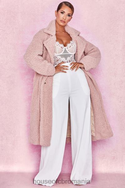 îmbrăcăminte House of CB palton sherpa cu blană artificială blush de urs X4F681055