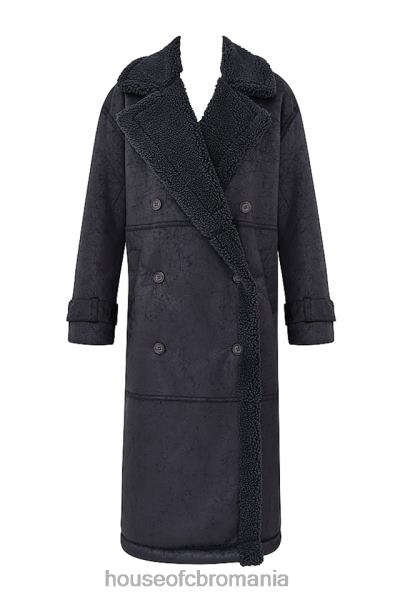 îmbrăcăminte House of CB palton vegan gri din shearling deiji X4F681024