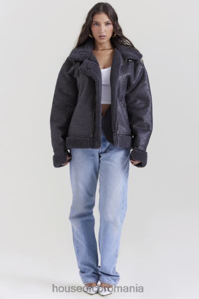 îmbrăcăminte House of CB jachetă de aviator din shearling vegan gri madden X4F681026
