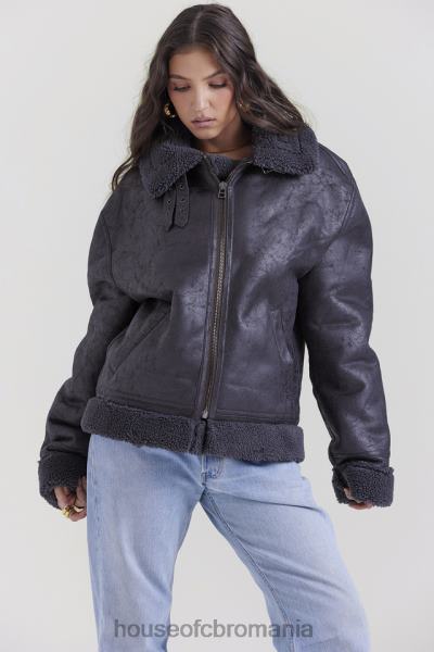 îmbrăcăminte House of CB jachetă de aviator din shearling vegan gri madden X4F681026