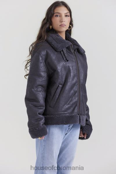 îmbrăcăminte House of CB jachetă de aviator din shearling vegan gri madden X4F681026