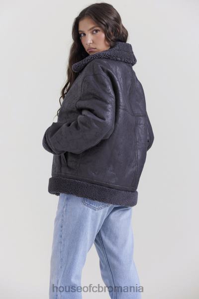 îmbrăcăminte House of CB jachetă de aviator din shearling vegan gri madden X4F681026