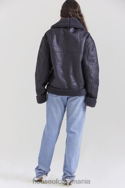 îmbrăcăminte House of CB jachetă de aviator din shearling vegan gri madden X4F681026