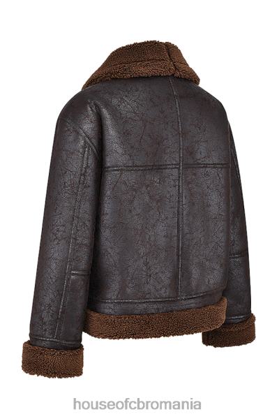 îmbrăcăminte House of CB jachetă de aviator din shearling vegan maro madden X4F681025
