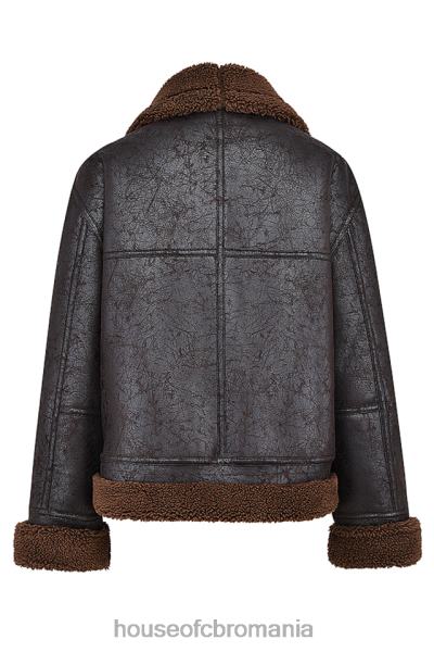 îmbrăcăminte House of CB jachetă de aviator din shearling vegan maro madden X4F681025