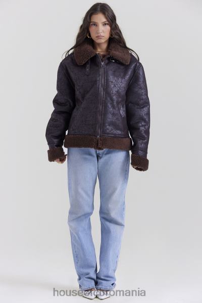 îmbrăcăminte House of CB jachetă de aviator din shearling vegan maro madden X4F681025