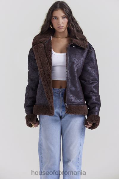 îmbrăcăminte House of CB jachetă de aviator din shearling vegan maro madden X4F681025
