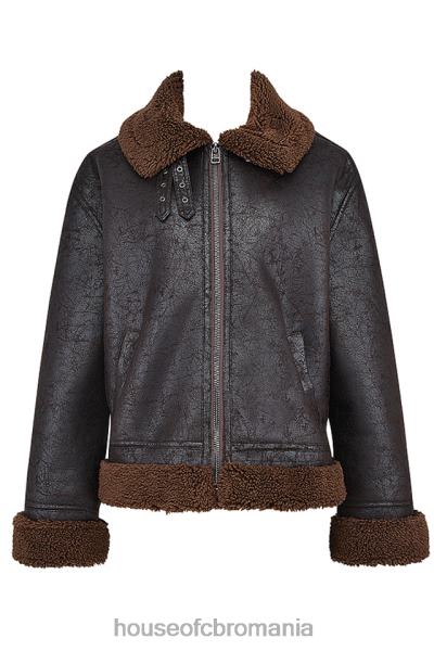 îmbrăcăminte House of CB jachetă de aviator din shearling vegan maro madden X4F681025