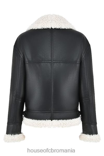 îmbrăcăminte House of CB jachetă de aviator din shearling vegan neagră Madden X4F681041