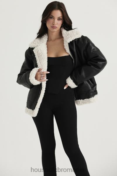 îmbrăcăminte House of CB jachetă de aviator din shearling vegan neagră Madden X4F681041