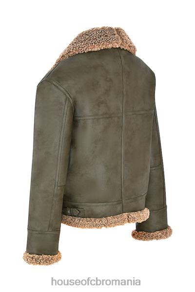 îmbrăcăminte House of CB jachetă de aviator din shearling vegan verde armată Madden X4F681038