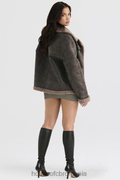 îmbrăcăminte House of CB jachetă de aviator din shearling vegan verde armată Madden X4F681038